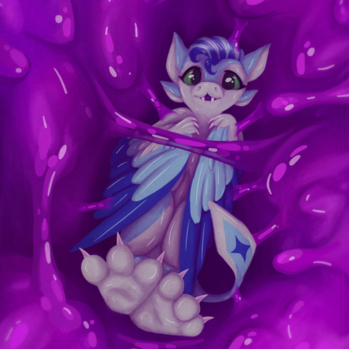 Luvashi in Acrasia's belly, where it's all goopy