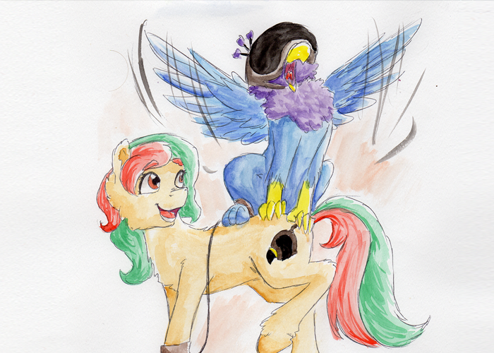 Aerie with a Hooded Gyro On Her Back