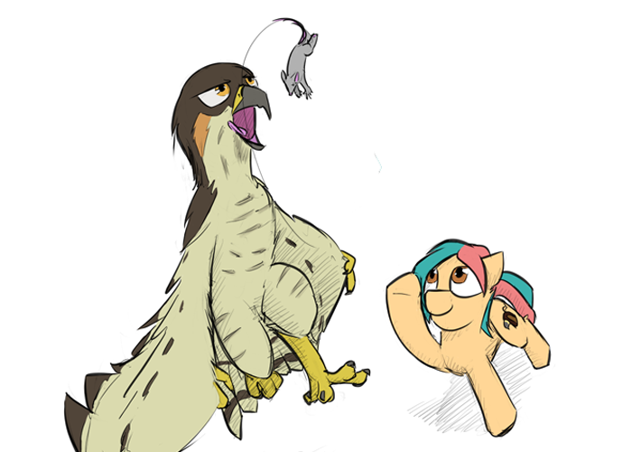 Aerie Tossing a Rat to Anthro Lief