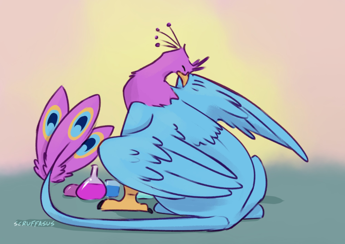 Gyro preening his wing.