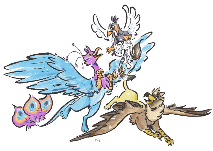 Gyro, Ruzzy, and Serilde having fun together.