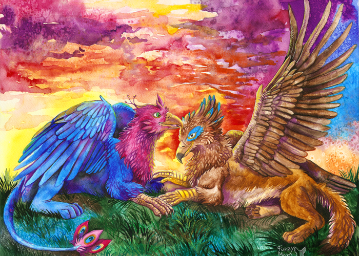 Saewin and Gyro Preening at the Sunset