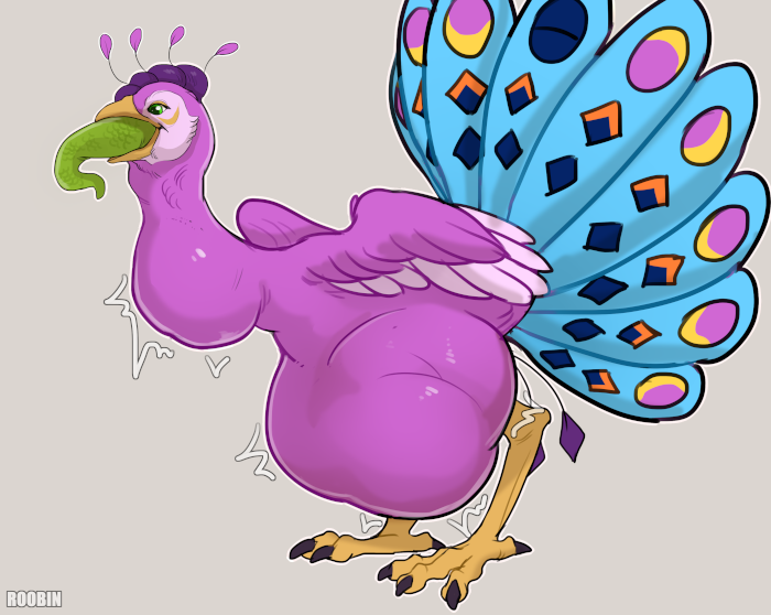 Gyro swallowing down a lizard, with the tail sticking out.