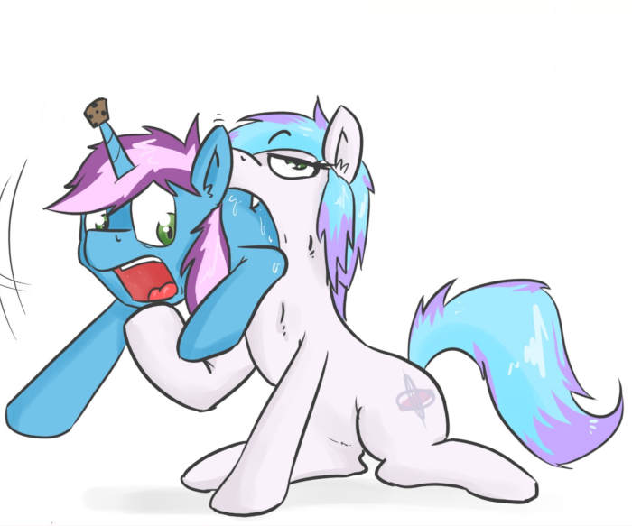 Gyro getting swallowed up by another pony.