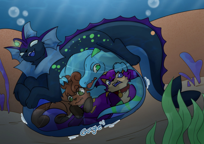 K'Aazast taking a bunch of prey down beneath the water.