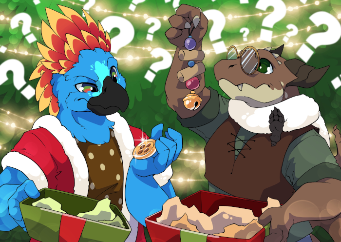 Ka'lam exchanging a few gifts with a friend.