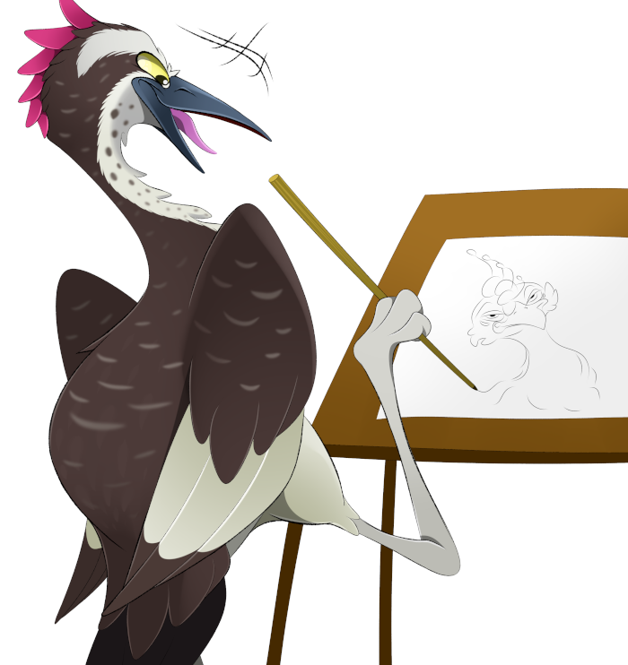 Kueren sketching out Gyro on an easel.