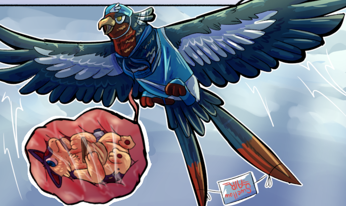 Mistral transporting a quilava in her crop.