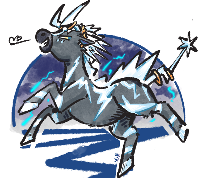 Ruzeth Jumping surrounded by electricity