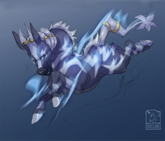 Ruzeth rushing forward with a volt tackle.