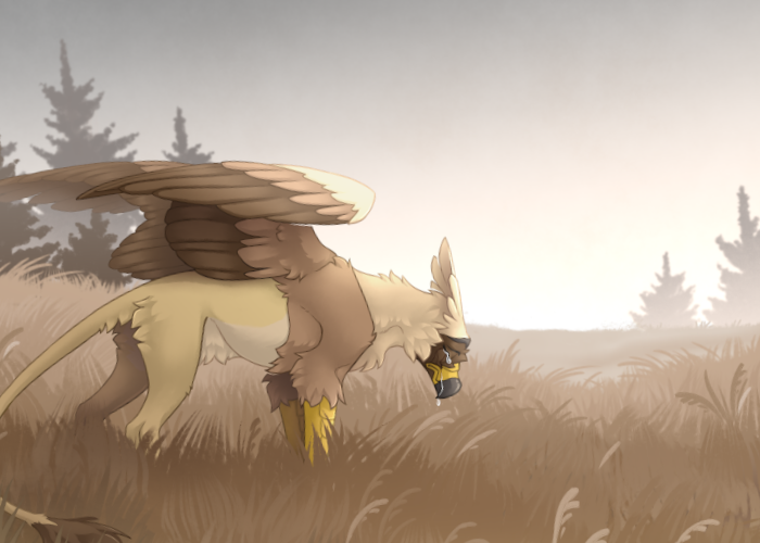 Serilde crying in a tan field.