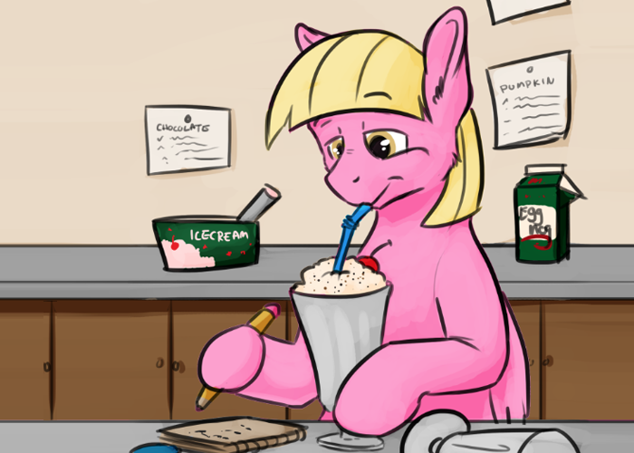 Sweet Treat Taking Notes On Her Shake