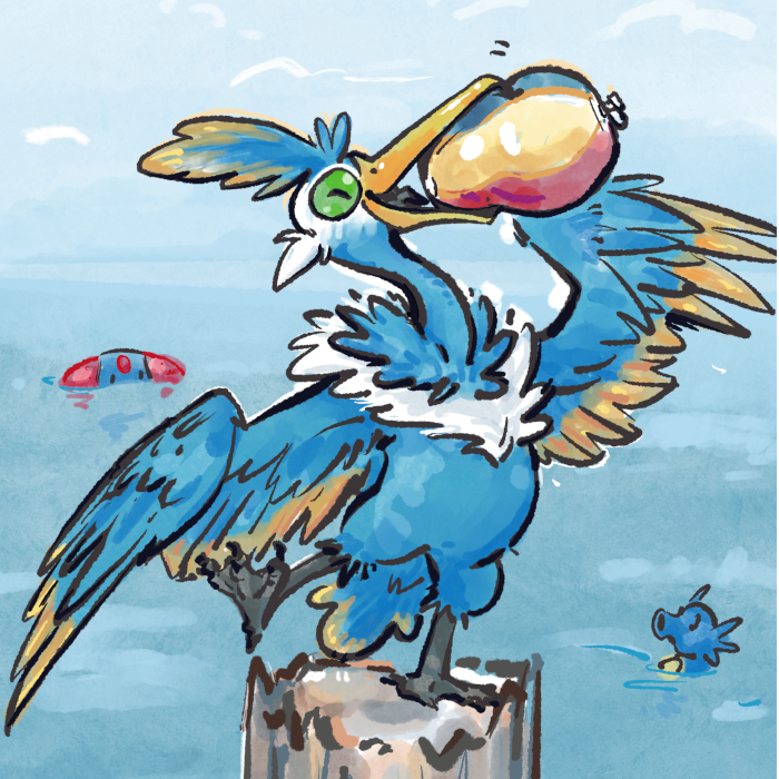 Thunk playing with a beach ball on the beach.