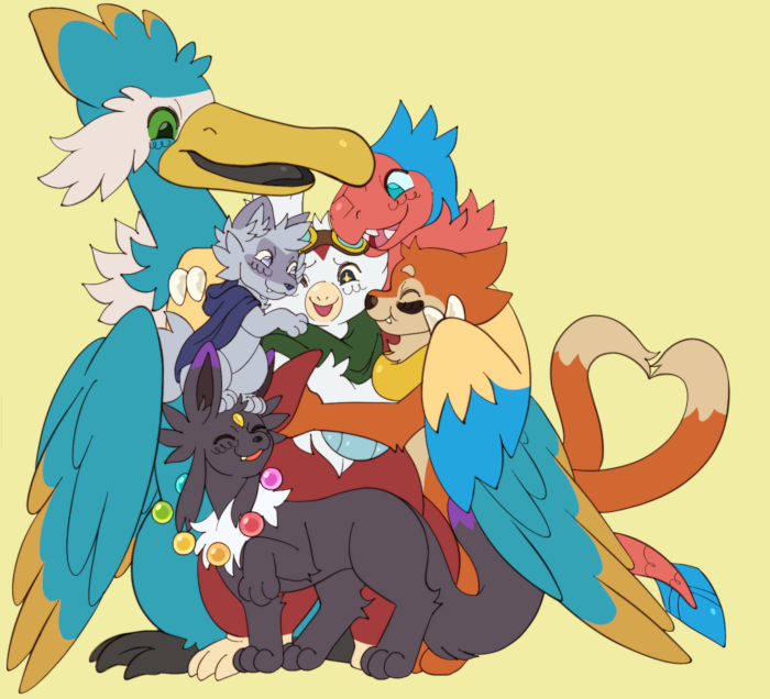 Thunk hugging all his friends on his rescue team.