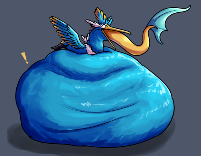 Thunk swallowing down a very large sea serpent.